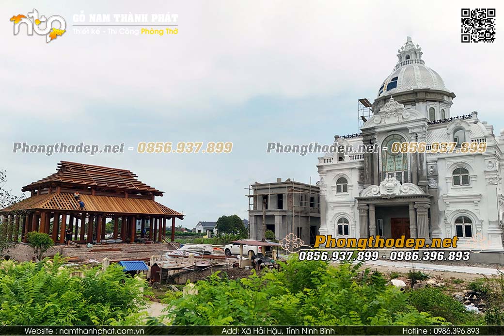 Thi công nhà gỗ 3 gian 2 chái tại Giao Hoà, Ninh Bình